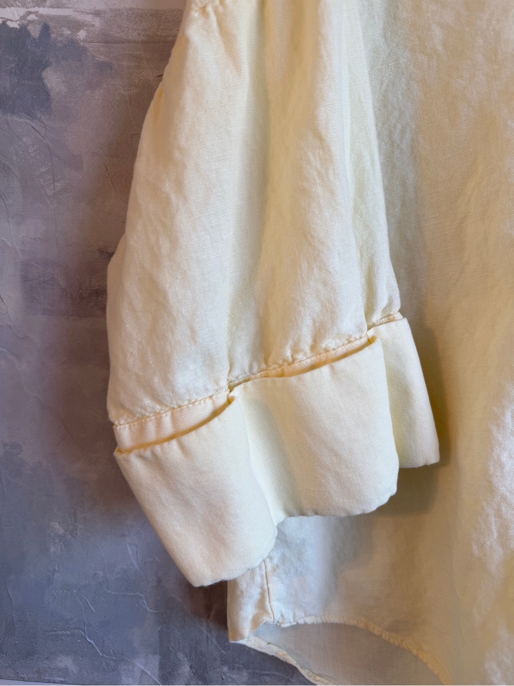 Zara 53% Linen 47% Cotton Oversized Button Shirt Blouse Butter Yellow Size M - Picture 4 of 10